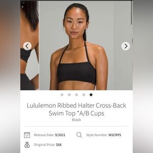NWT Lululemon Ribbed Halter Cross-Back Swim Top